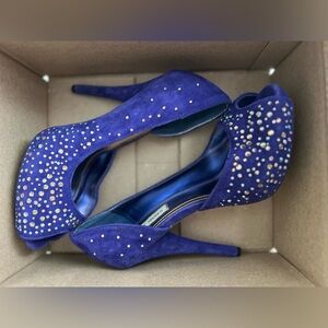 Steve Madden Purple Rhinestone Suede Stiletto Heels